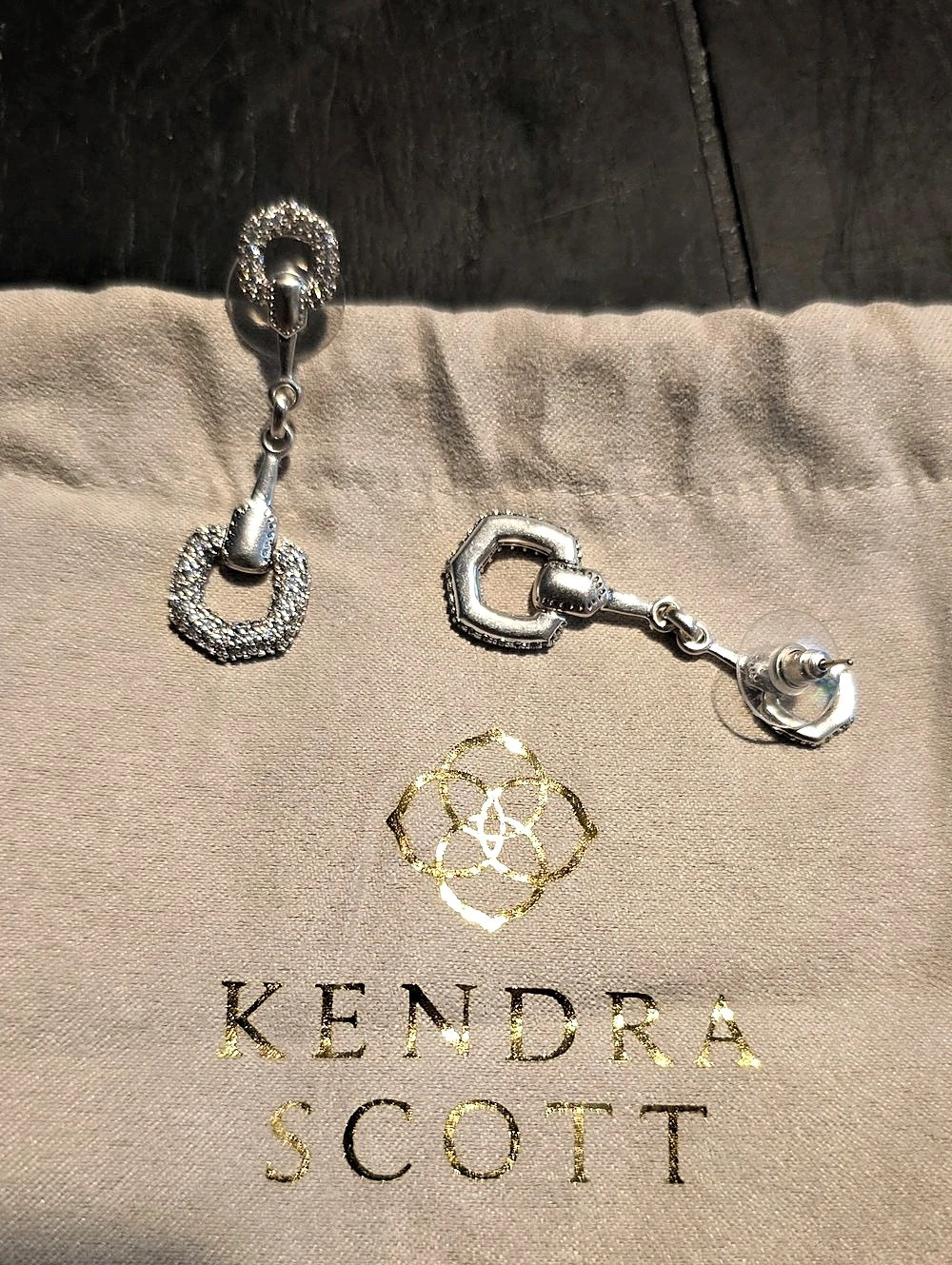Kendra Scott Beau Vintage Silver Pave Linear Earrings
